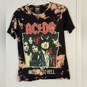 AC/DC Black and Tan Tie-Dye Shirt Highway to Hell Tee Size S